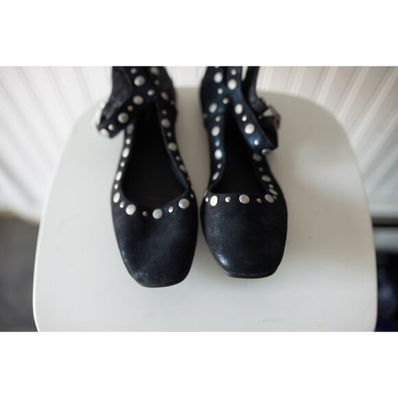 Free People Mystic Mary Jane Flats 7 NEW Bright Navy Metallic - Picture 3 of 5